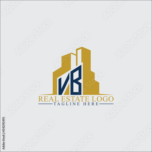Modern VB Real Estate Logo Design with Building Silhouettes