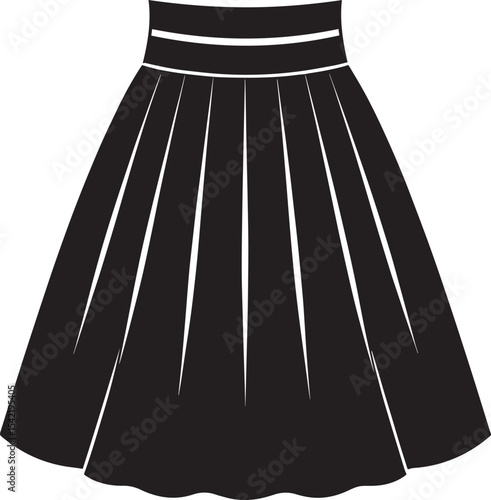 Flat Skirt Silhouette Black Vector Style | Fashion Clipart Illustration Vector Format