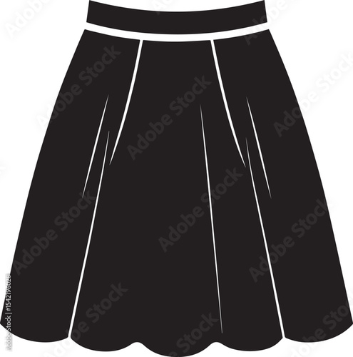 Flat Skirt Silhouette Black Vector Style | Fashion Clipart Illustration Vector Format