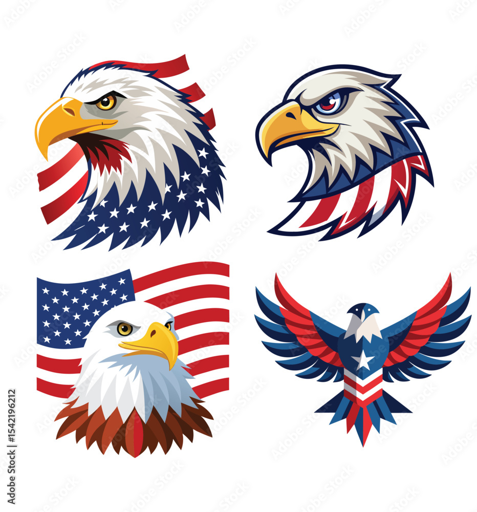 Obraz premium Adobe Illustrator Artwork American eagle head USA flag mascot logo design. 
