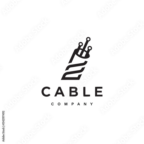 Modern minimalist cable company logo vector design 