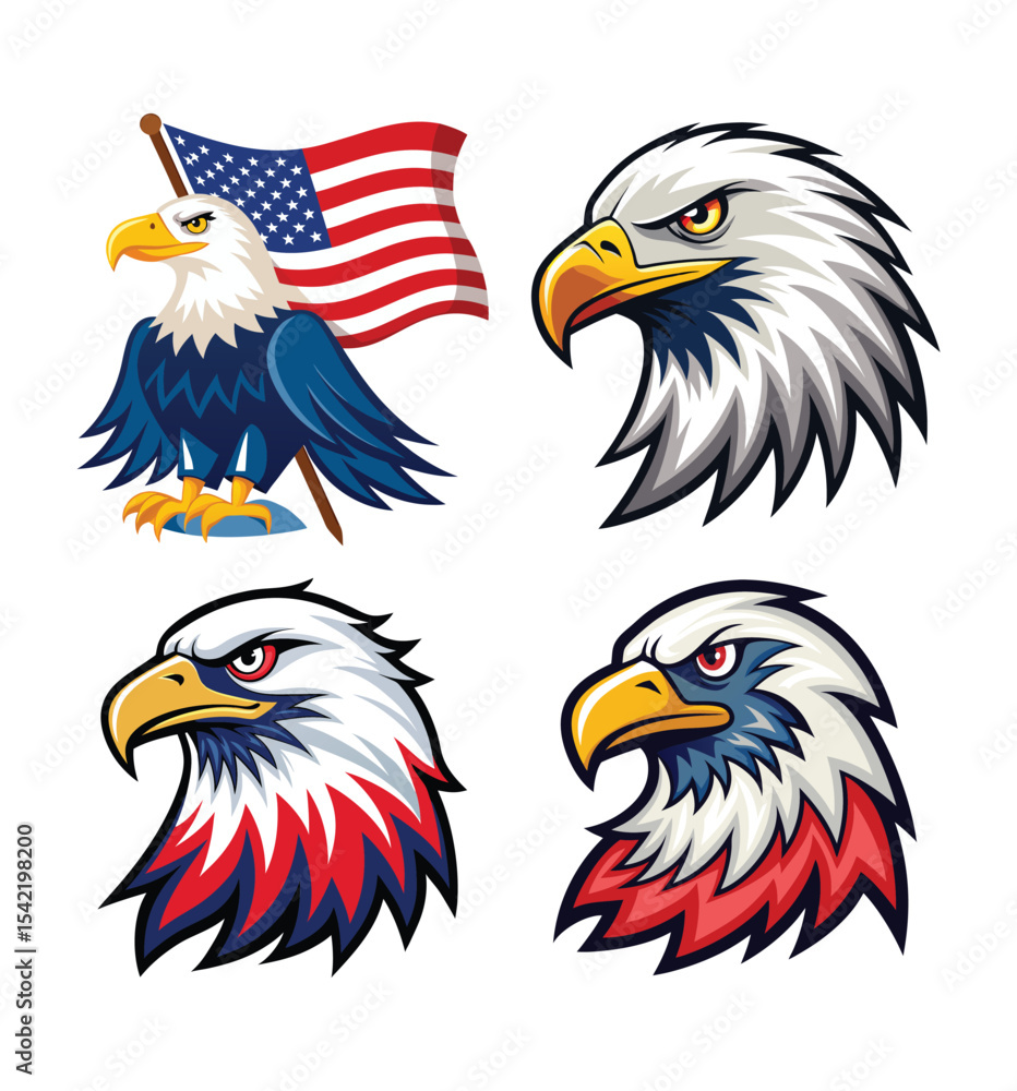 Obraz premium Adobe Illustrator Artwork American eagle head USA flag mascot logo design. 