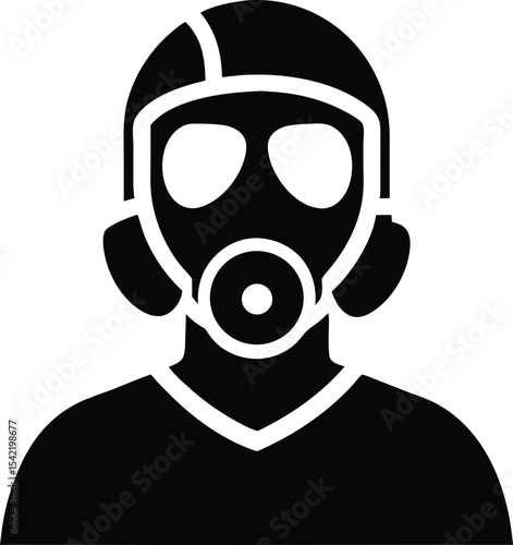 Old military rubber respirator vector icon