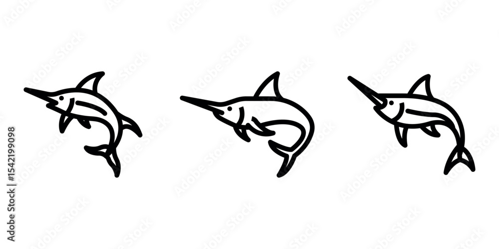 Fototapeta premium marlin outline or line icon design bundle.