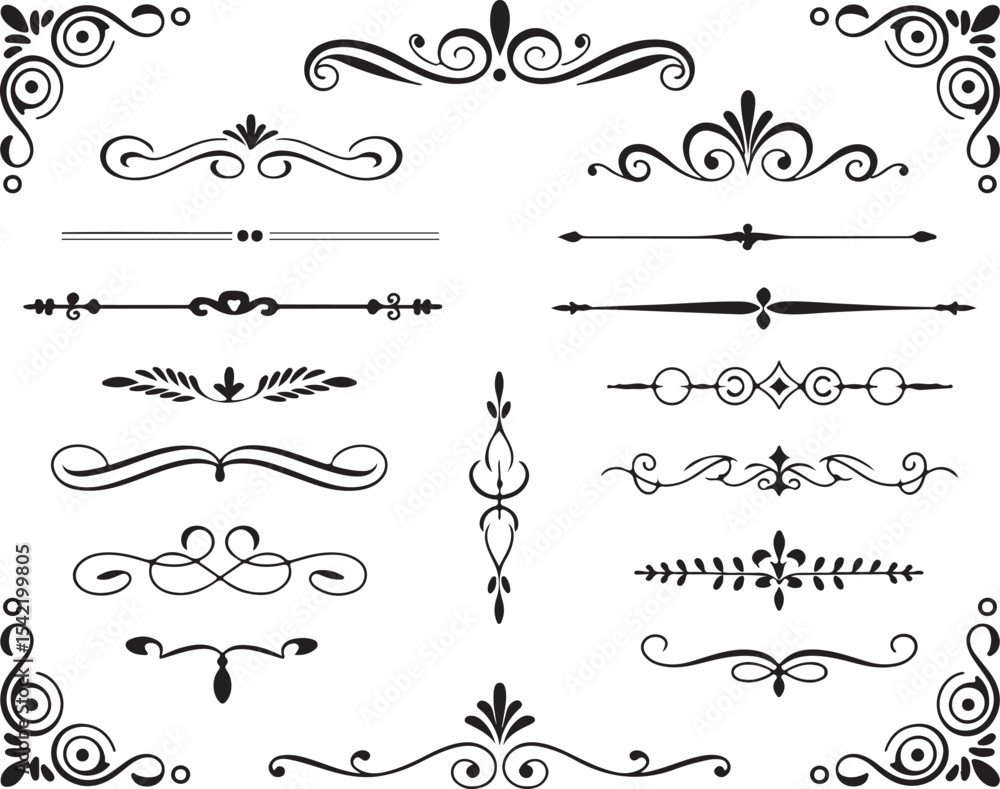 Obraz premium Ornate Calligraphy Divider and Corner Set