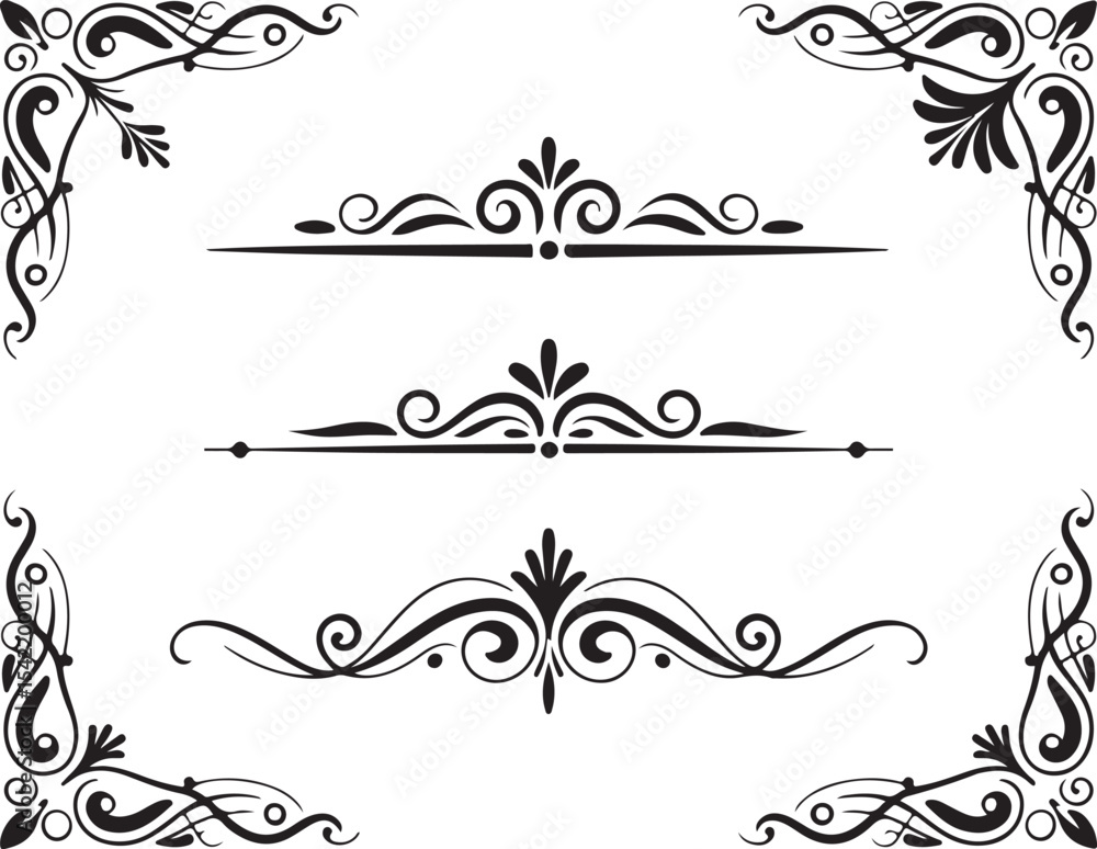 Ornate Calligraphy Divider and Corner Set Ornate Calligraphy Divider and Corner Set