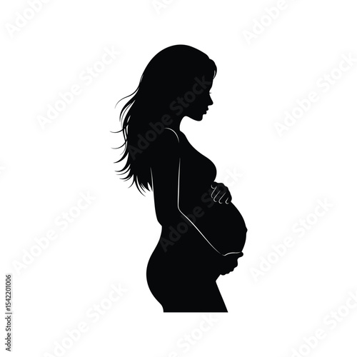 Pregnant Woman Silhouette Vector Illustration of Expectant Mother