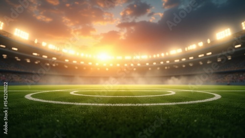 um campo de futebol com linhas traçadas diferentes do habitual vazio ao amanhecer