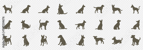 Labrador Retriever Dog collection silhouette black vector on white background
