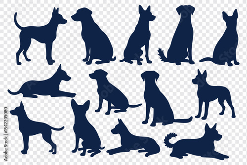 A striking black silhouette of a dog with a long tail sniffing the ground. It captures the simple, yet powerful, beauty of canine companionship.