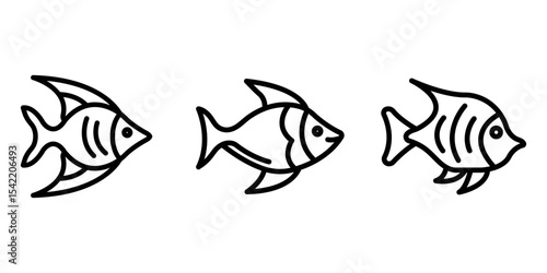angelfish outline or line icon design bundle.