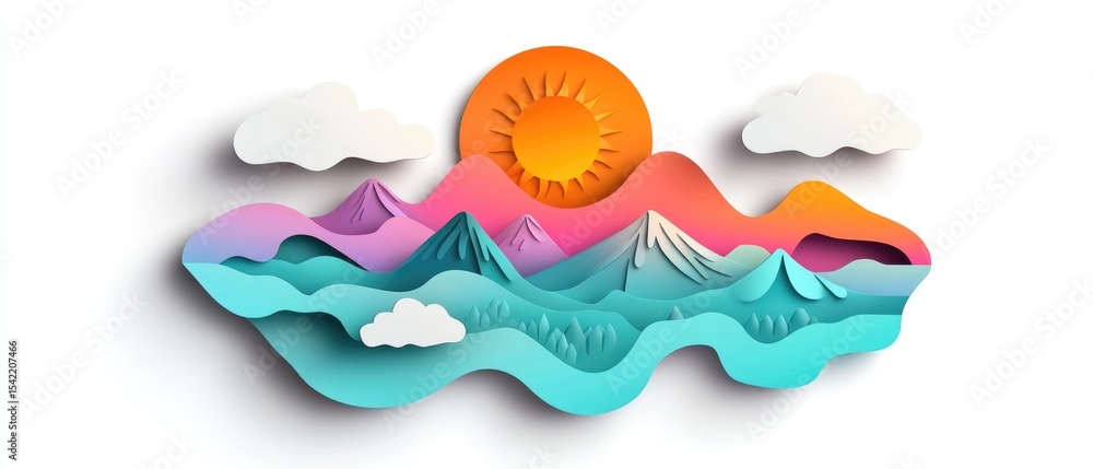Colorful paper cut landscape Colorful paper cut landscape