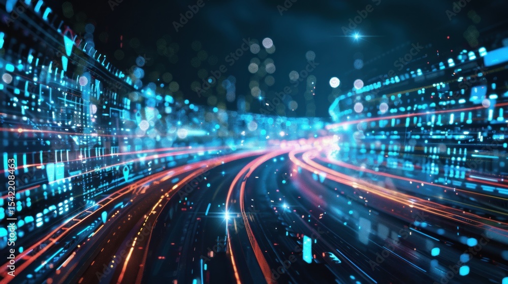Fototapeta premium Digital highway cityscape