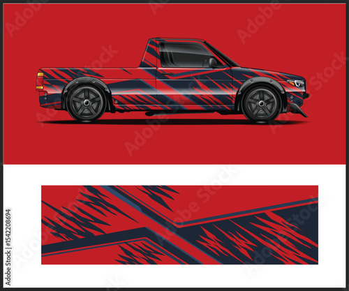 Red and Black Abstract Design Truck Wrap Template