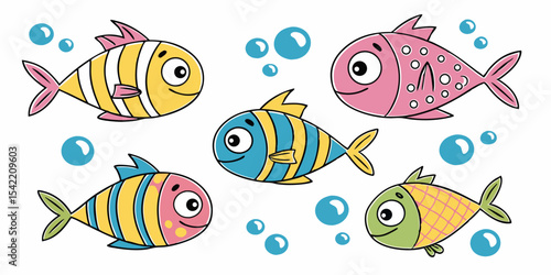 set of colorful fishes