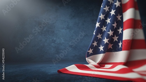 USA Flag on Blue Background Patriotic Theme