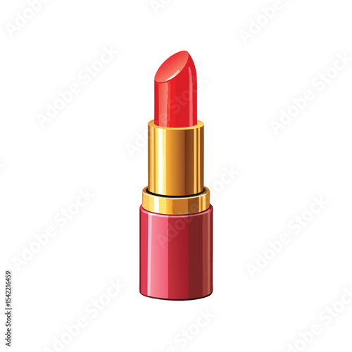 Glossy gold lipstick tube 3d vector illustration