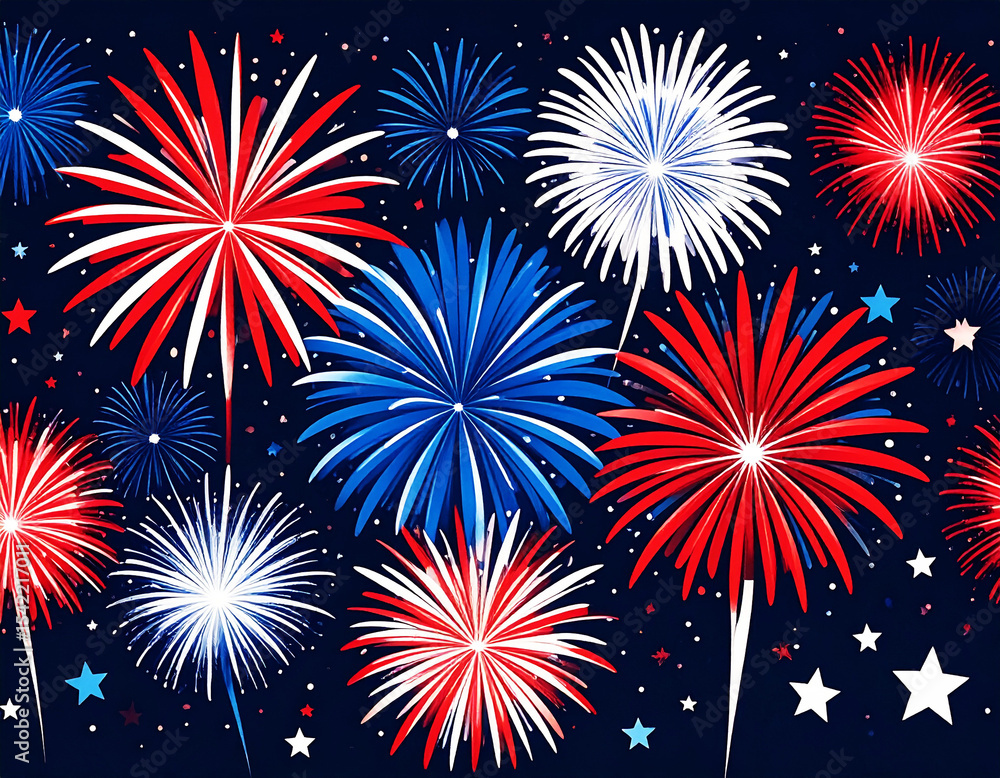 Naklejka premium american colorful fireworks background