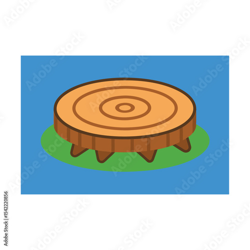 Vector illustration of a mosquito repellent spiral coil with smoke on a wooden board, featuring an abstract background with green circles