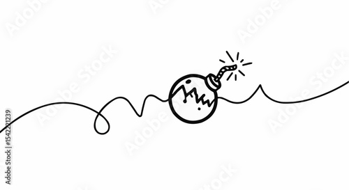 A hand-drawn image of a bomb with a lit fuse, conveying a sense of danger and impending explosion.