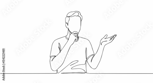 A line drawing of a man confidently delivering a speech. 