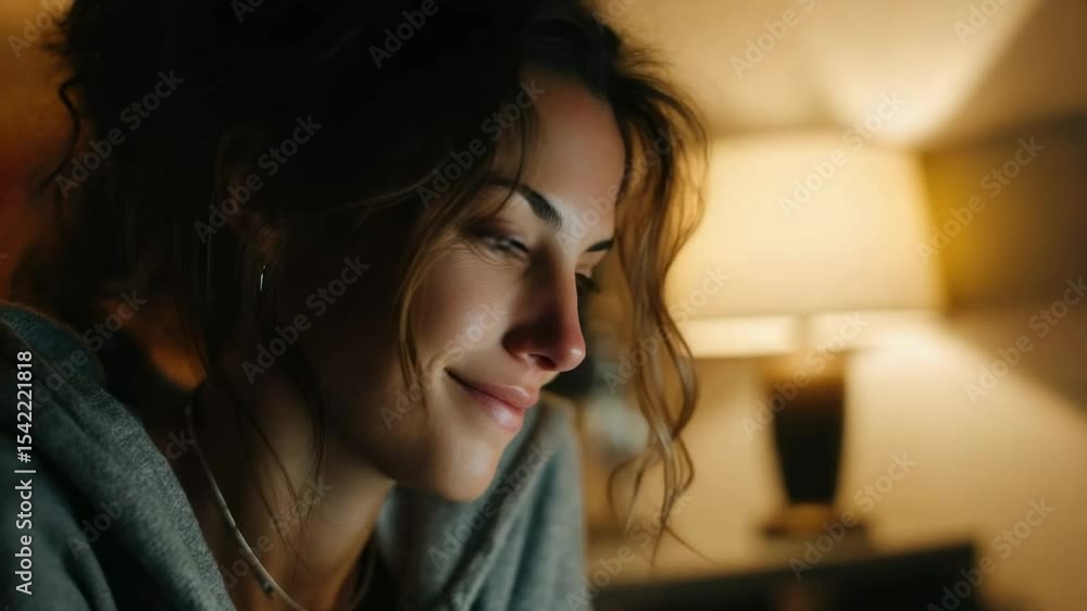 Engaging conversation with a woman in a cozy indoor setting during the evening Engaging conversation with a woman in a cozy indoor setting during the evening