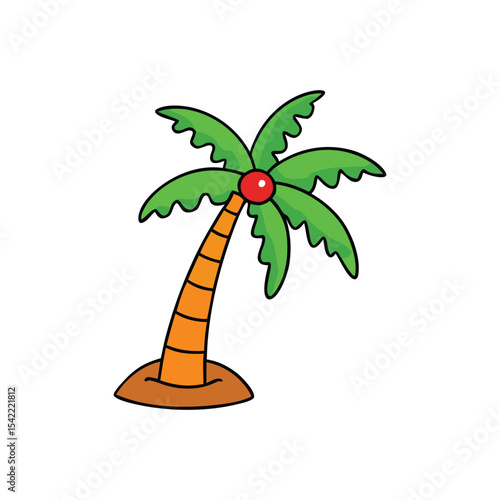 tree, palm, vector, beach, illustration, nature, island, plant, leaf, green, sea, tropical, travel, isolated, cartoon, summer, icon
