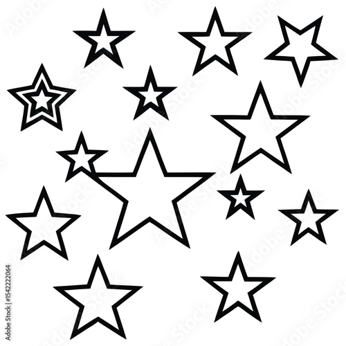 Black outline stars vector illustration on a white background suitable for design projects