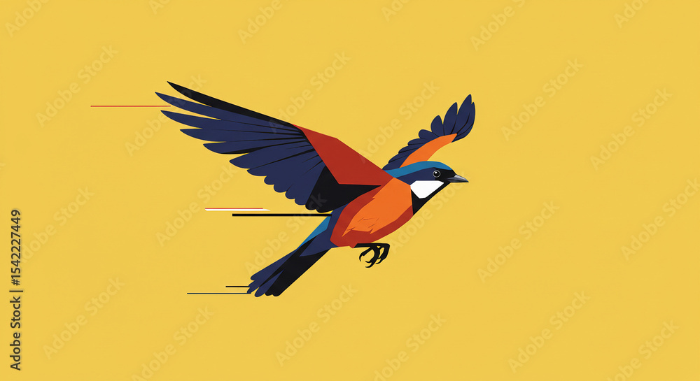 Obraz premium Abstract and minimalist illustration of a bird in flight