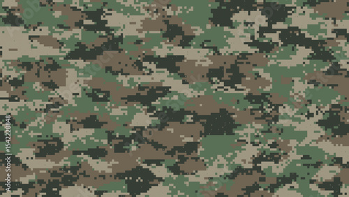 Seamless Green and Brown Digital Camouflage Fabric Texture for Apparel.
