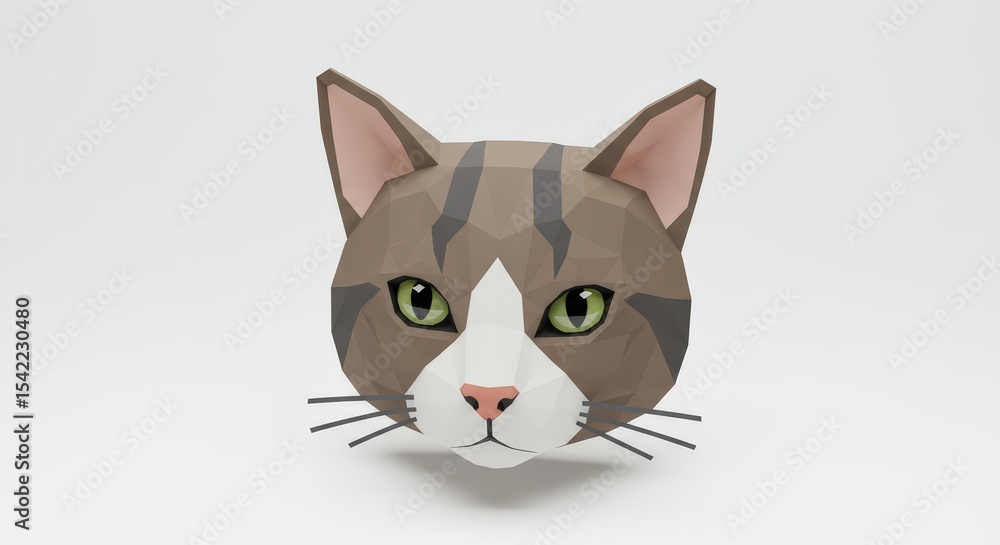 Low Poly Cat Head Render Low Poly Cat Head Render