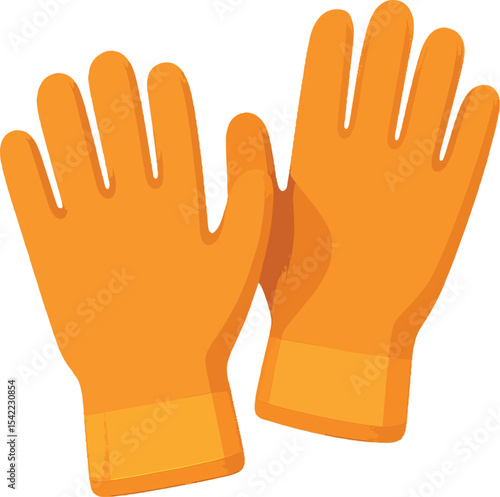 Bright orange rubber gloves for household cleaning and sanitation tasks at home