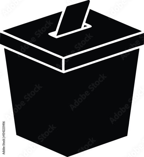 Hand voting ballot box icon, Election Vote concept silhouette