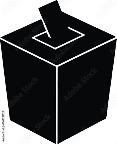 Hand voting ballot box icon, Election Vote concept silhouette