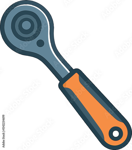 Handheld wrench with a metallic finish and orange rubber grip for versatile usage