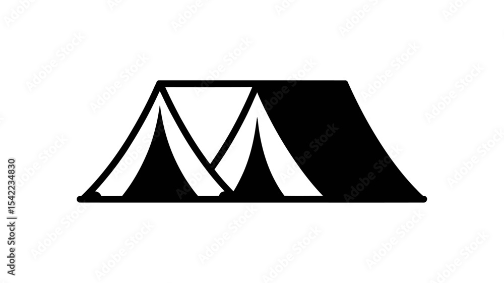 Camping Tent Outline and Solid Vector Icon - Outdoor Shelter Symbol Camping Tent Outline and Solid Vector Icon - Outdoor Shelter Symbol