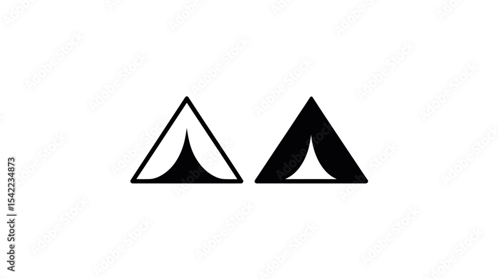 Camping Tent Outline and Solid Vector Icon - Outdoor Shelter Symbol Camping Tent Outline and Solid Vector Icon - Outdoor Shelter Symbol