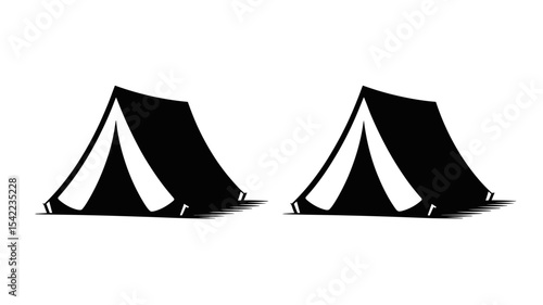 Camping Tent Outline and Solid Vector Icon - Outdoor Shelter Symbol