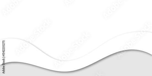 Abstract flowing wave layers in grayscale with soft shadows create a modern 3D paper-cut effect. Use as a minimalistic background for design, technology, or corporate presentation themes.