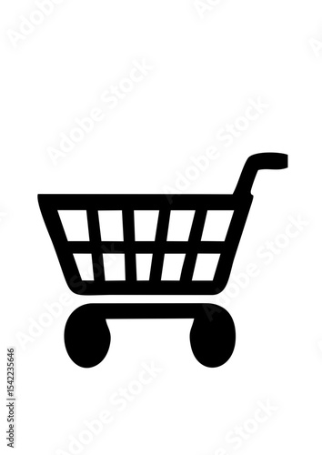 Vector icon of supermarket shopping cart, simple flat design for ecommerce and retail apps