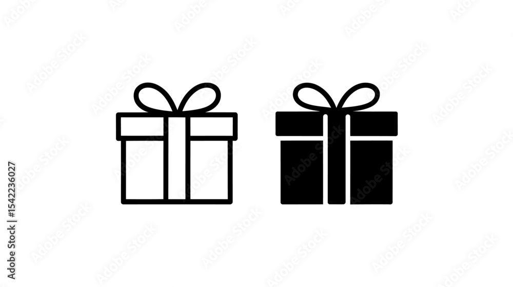 Gift box icons outline and filled style present graphic Gift box icons outline and filled style present graphic