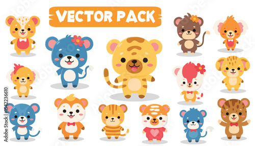 Cartoon Animal Vector Pack Diverse Collection of Adorable Characters with Unique Designs.