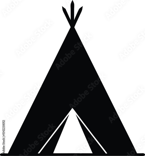 teepee tent black silhouette vector illustration