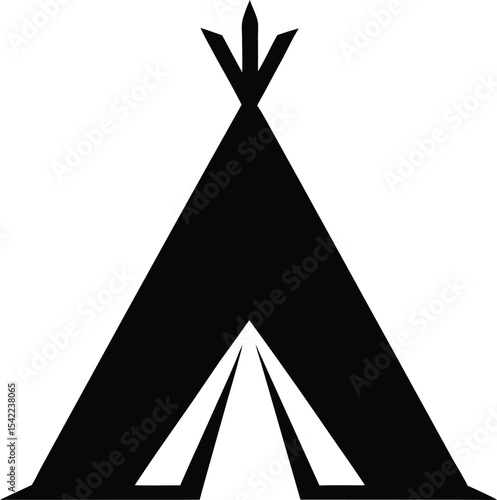 teepee tent black silhouette vector illustration