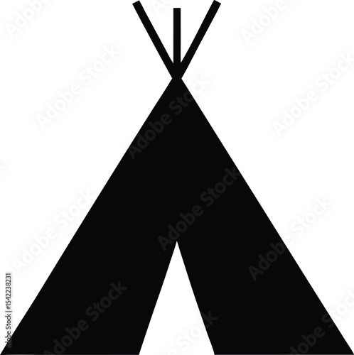 teepee tent black silhouette vector illustration
