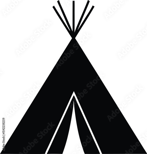 teepee tent black silhouette vector illustration
