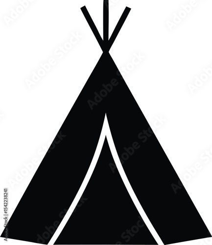 teepee tent black silhouette vector illustration