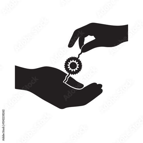 Rakhi Bracelet Icon Silhouette Vector Illustration with white background