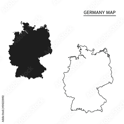 "Germany Map Silhouette and Outline – Editable Vector for Educational and Design Use"