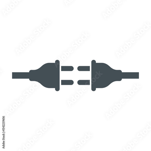 Disconnected electrical plugs silhouette isolated on white background